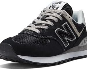 New Balance Women's 574 Core Sneaker - Classic Black/White Athletic Shoes for Everyday Wear with Comfort Cushioning - St